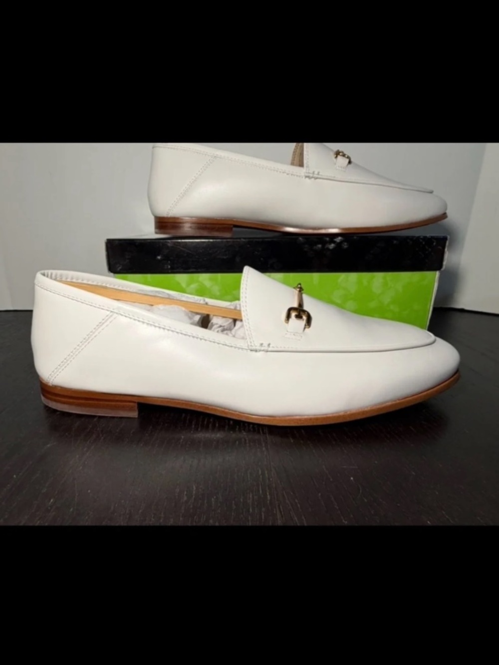 Sam Edelman Loraine Horsebit Loafers Shoes White/Gold Womans 9.5W (Wide)